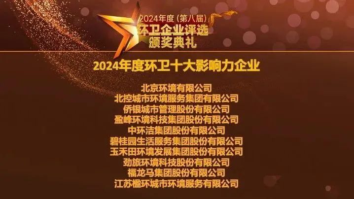 连续五年登榜丨今年会环境荣膺“2024年度环卫十大影响力企业”